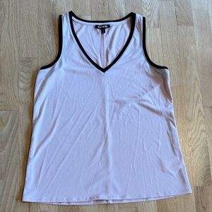 Express Pink V-Neck Tank Top with Black Trim